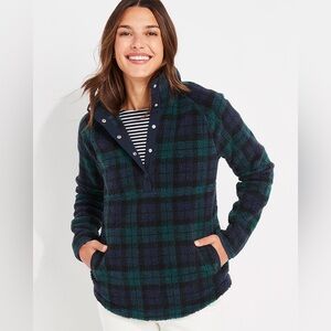 Blackwatch Sherpa Snap-Placket Fleece in Blackwatch (Black/Green) Plaid Sz Small